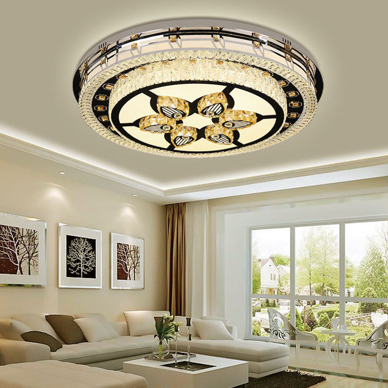 Led Crystal Celling Lighting Fixtures Living Room Hotel Project Lobby Flush Mount fan shape Ceiling Lamps