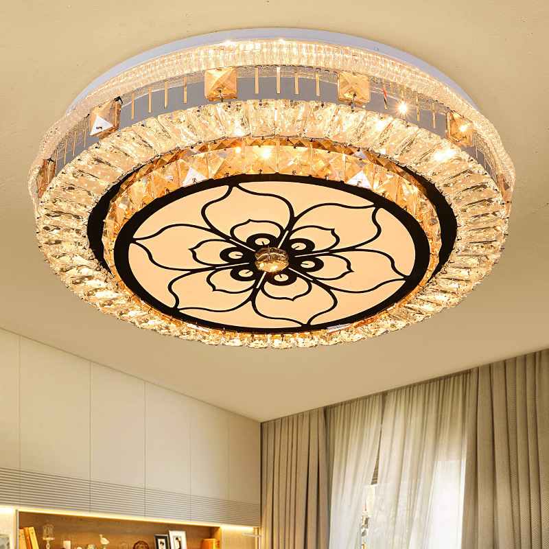 Led Crystal Celling Lighting Fixtures Living Room Hotel Project Lobby Flush Mount fan shape Ceiling Lamps