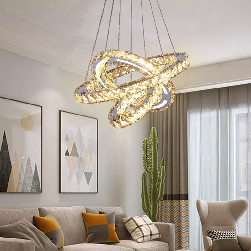 LED Modern Crystal Chandelier Pendant Light For Indoor Sitting Room Bedroom Reading Room Lighting Decorative