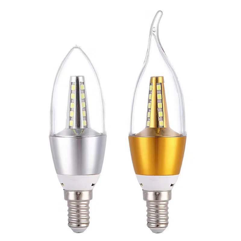 LED candle bulb E27E14 size screw mouth 5W7w sharp bubble pull tail crystal chandelier energy-saving light source