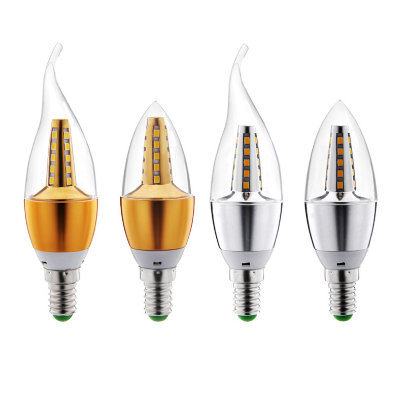 LED candle bulb E27E14 size screw mouth 5W7w sharp bubble pull tail crystal chandelier energy-saving light source