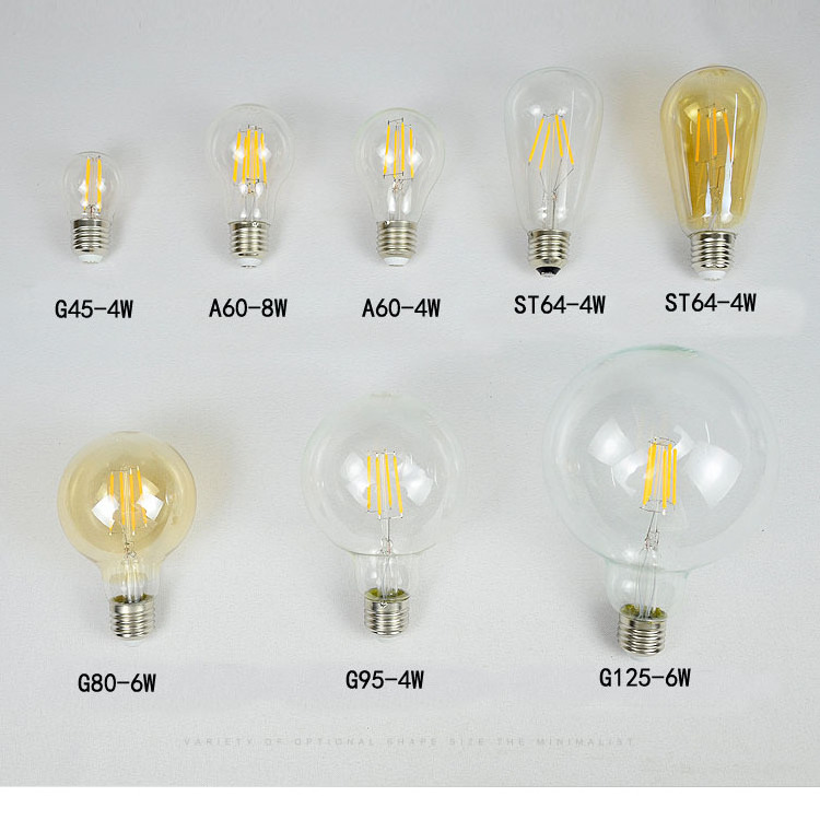 A60 ST64 C35 G80 G95 T10 T185 T300 High Quality china t Share Globe Candle inverter led Filament Bulb