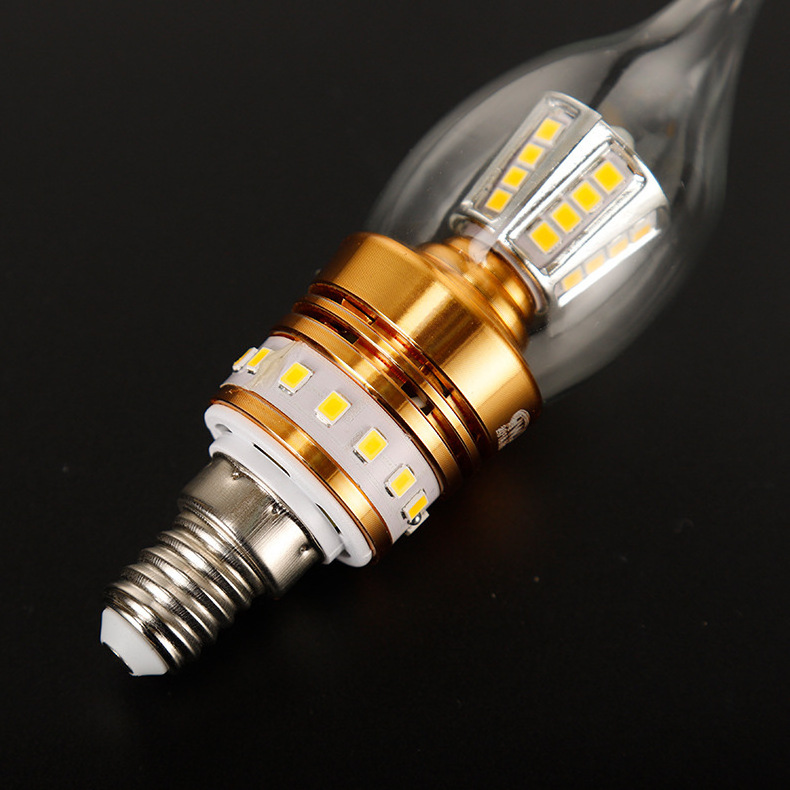 High lumen small screw Retro filament LED light bulbs Dimmable E14 B15d 5w battery operated led light candle bulb