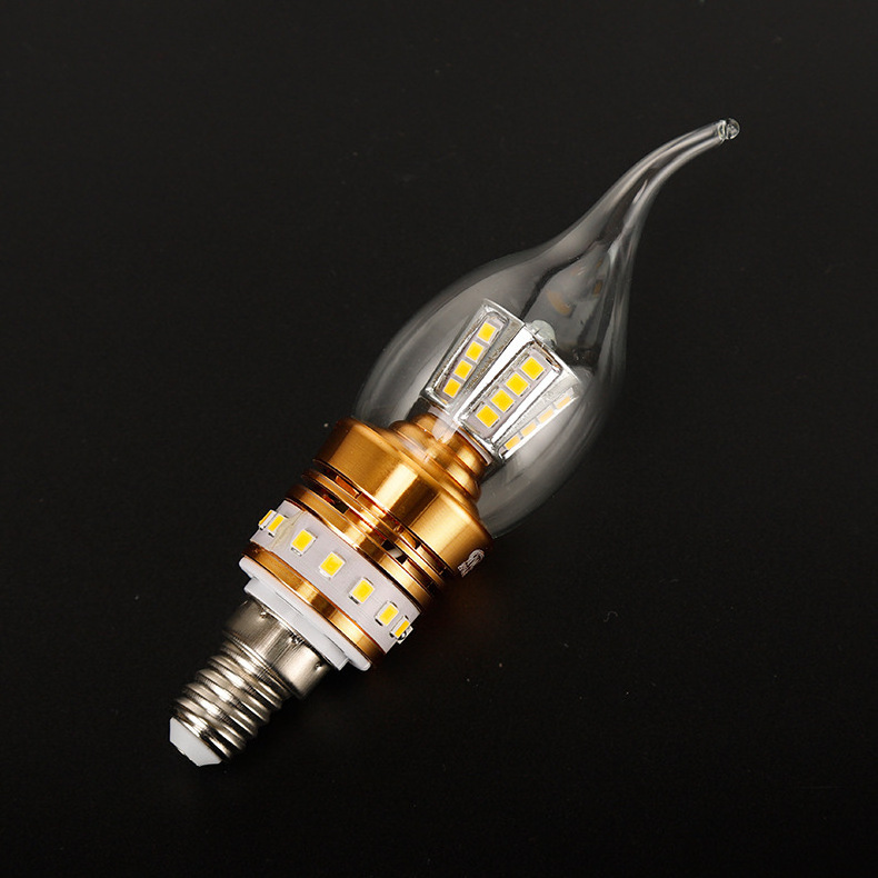 High lumen small screw Retro filament LED light bulbs Dimmable E14 B15d 5w battery operated led light candle bulb