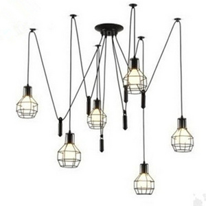 Industrial Pendant Lighting 5 Heads Adjustable DIY Vintage Style Spider Semi Flush Mount Ceiling Light