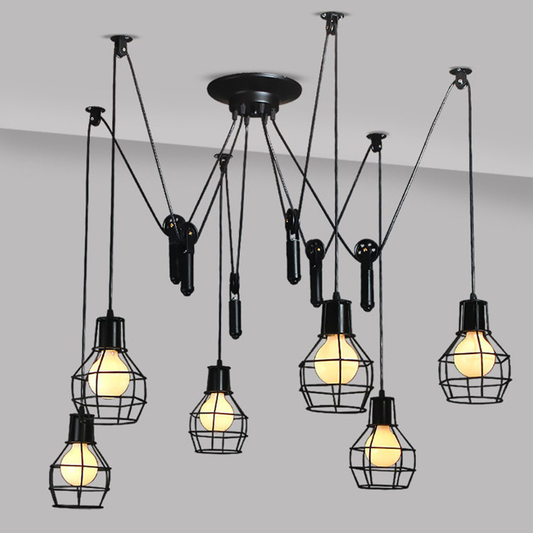 Industrial Pendant Lighting 5 Heads Adjustable DIY Vintage Style Spider Semi Flush Mount Ceiling Light