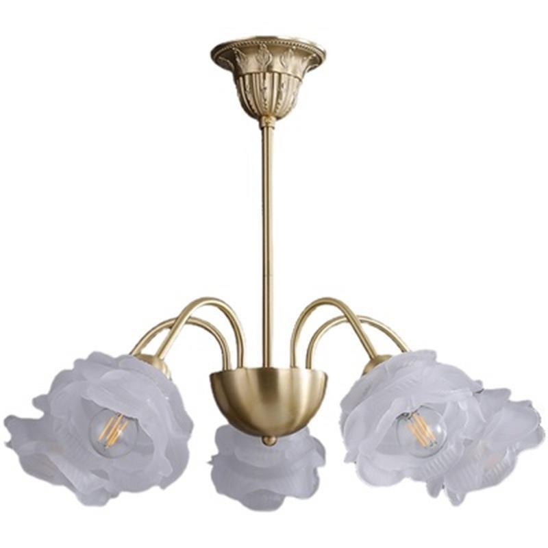 Indoor Beautiful Art Deco Chandelier Luxury Glass Rose Flower LED Pendant Lighting for Bedroom Interior Home Hotel Ceiling Lamp