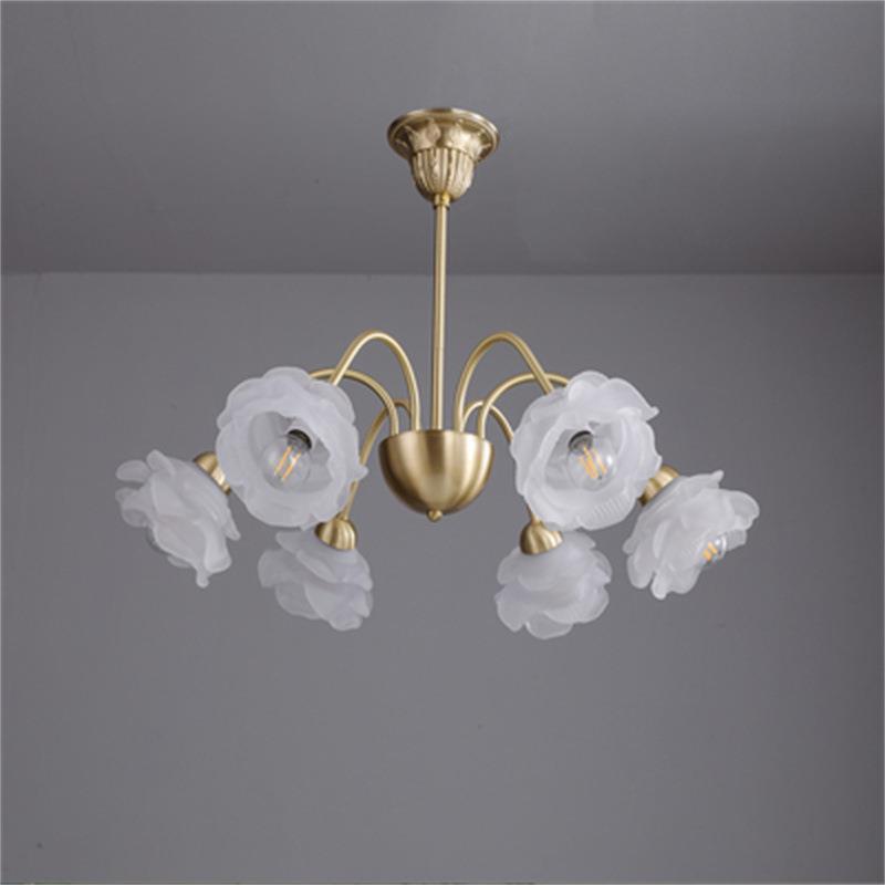 Indoor Beautiful Art Deco Chandelier Luxury Glass Rose Flower LED Pendant Lighting for Bedroom Interior Home Hotel Ceiling Lamp