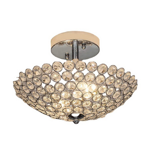 Hight Quality Mini Style Luxury Crystal Lamp Bowl Shaped Flush Mount Ceiling Fixture Chrome Finish Crystal Ceiling Light