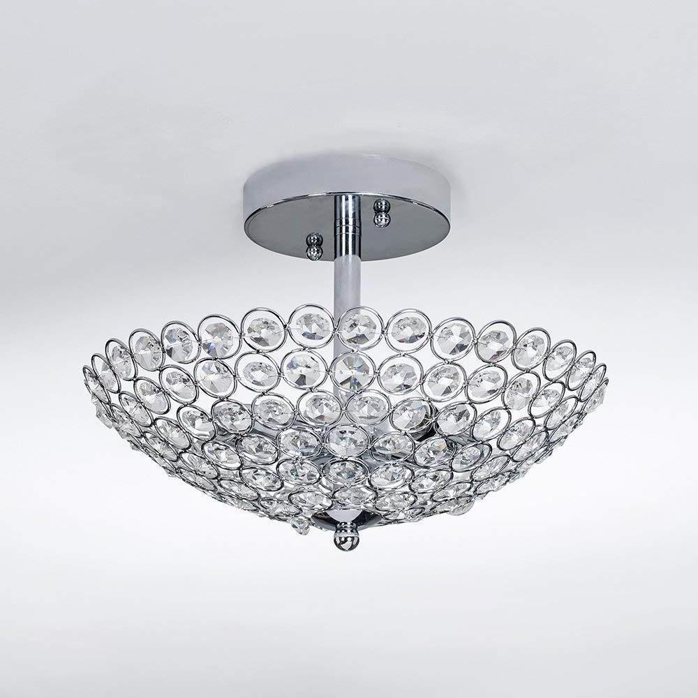 Hight Quality Mini Style Luxury Crystal Lamp Bowl Shaped Flush Mount Ceiling Fixture Chrome Finish Crystal Ceiling Light