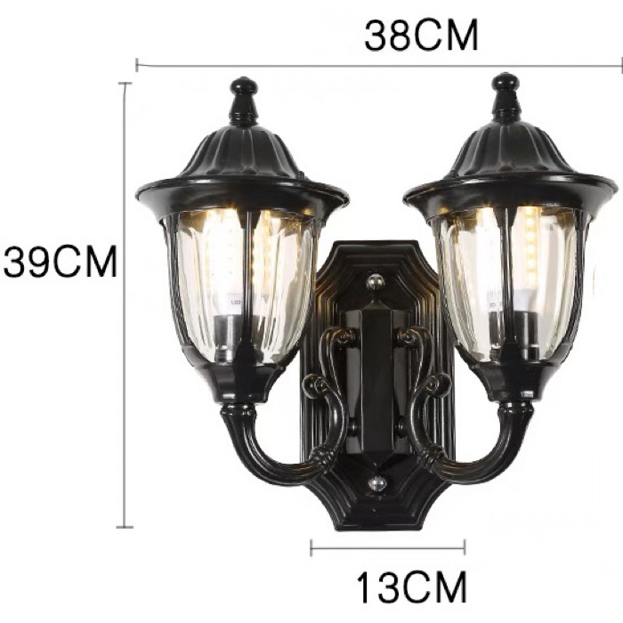 Antique decorative wall mounted porch double head outdoor wall lamp LED waterproof Ip65 outdoor wall lamp