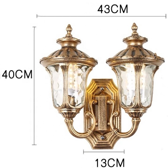 Antique decorative wall mounted porch double head outdoor wall lamp LED waterproof Ip65 outdoor wall lamp