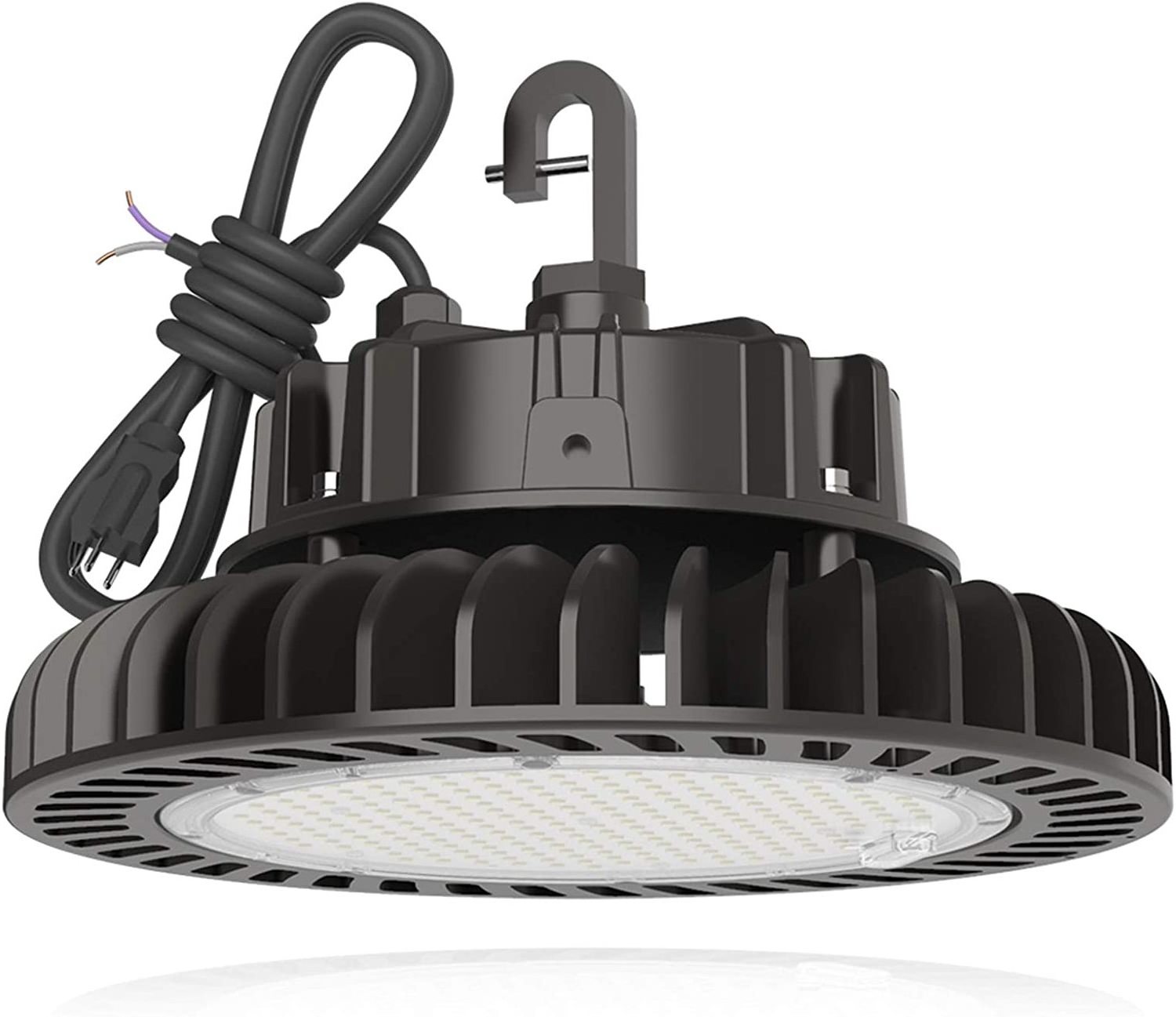 200W UFO LED Overhead Light Fixture 28000lm 1-10V Dimmable 5000K 5' Cable with US Plug [400W/750W MH/HPS Equivalent] 100-277V