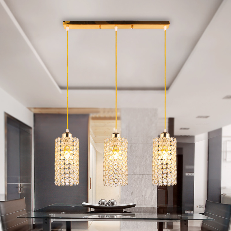 American Modern Crystal Glass Ceiling Light Pendant Lamp Chandelier Luxury Brass Lighting for Dining room