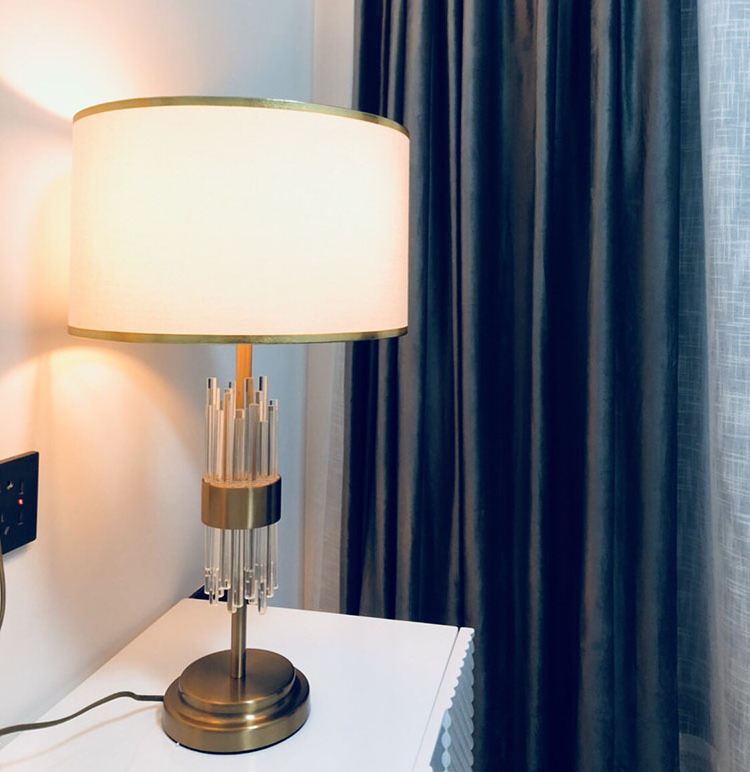 Modern hotel room decoration lighting iron glass bedside reading E27 table lamp