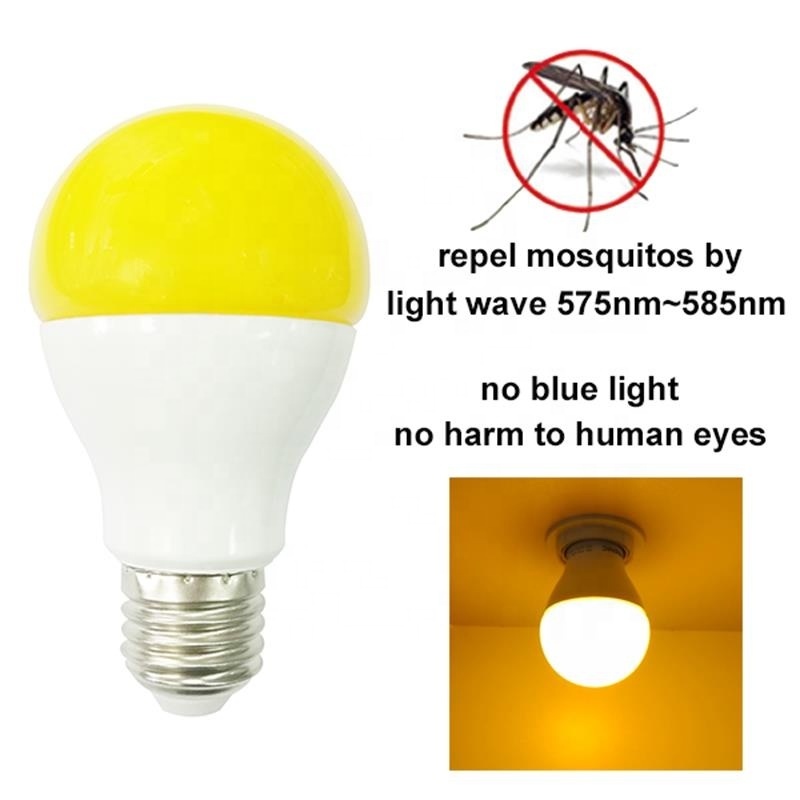 a60 9w E26 yellow anti mosquito repellent led bulb lighting for garden house