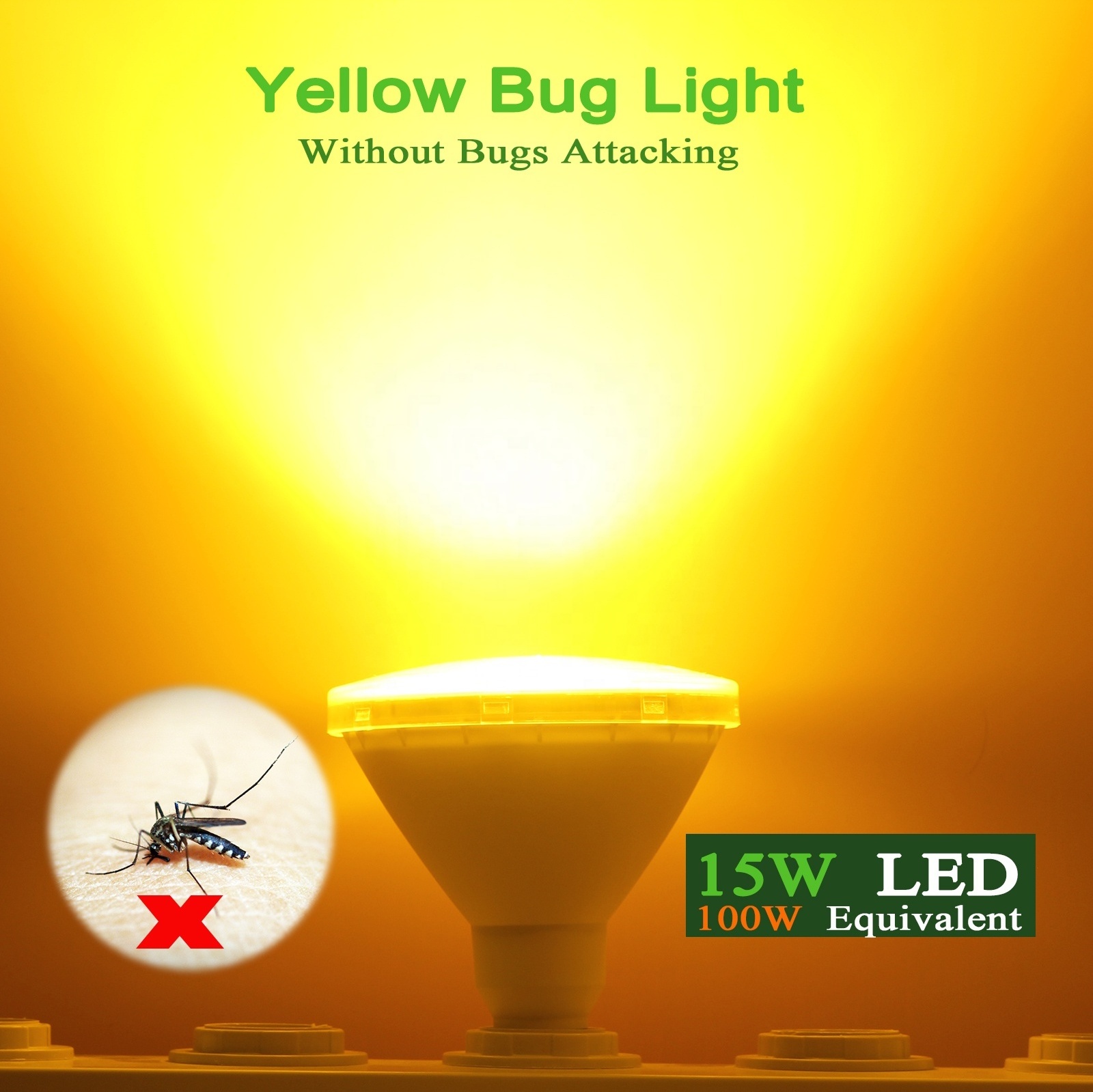 Par38 15W E26 110V led bulb yellow light anti mosquito repellent bulb lamp