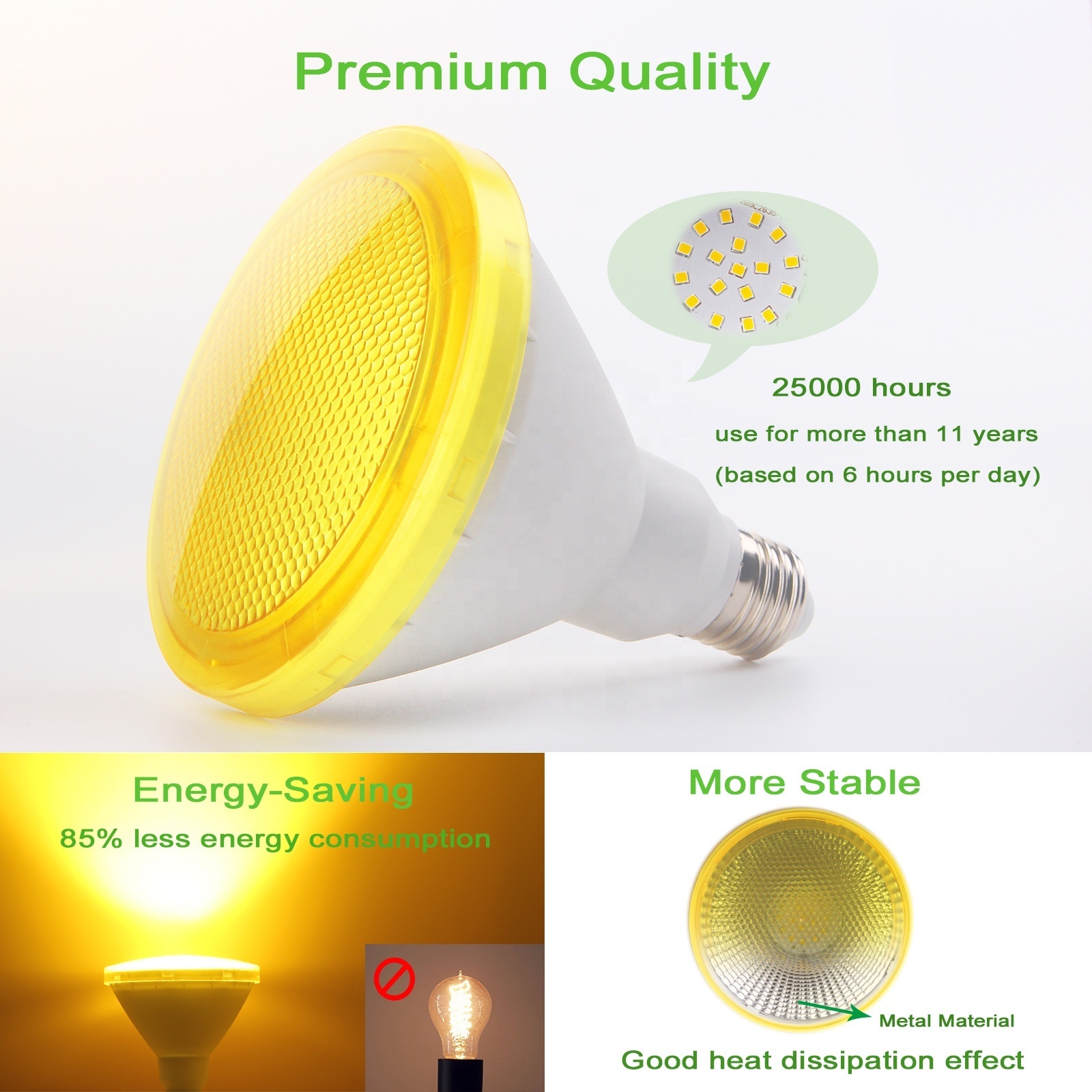 Par38 15W 1300LM e27 e26 b22 110V 240V yellow bug light mosquito repellent LED bulb