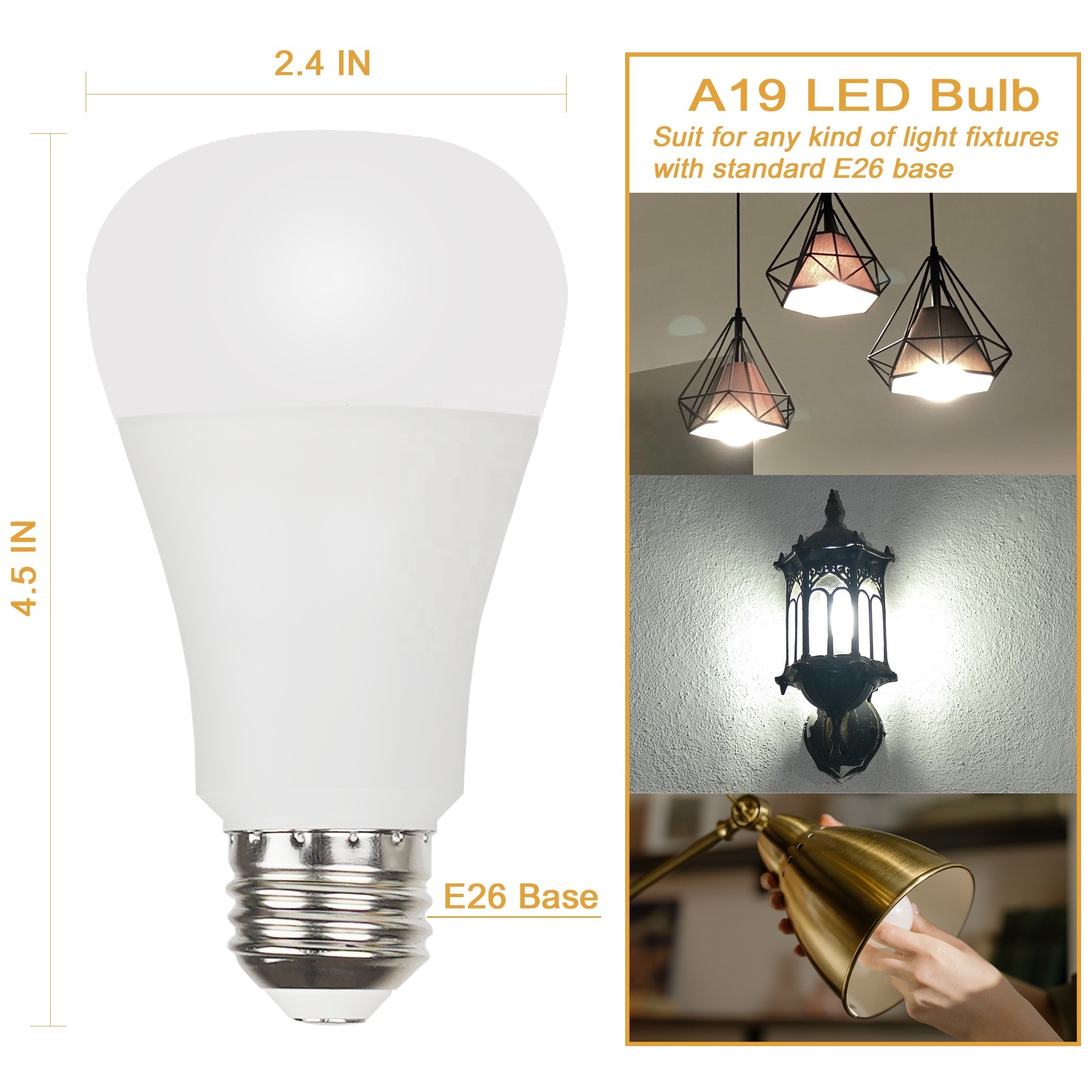 A19 15W standard e26 LED bulbs1600LM bright light bulb indoor home stairs bedroom corridor lighting