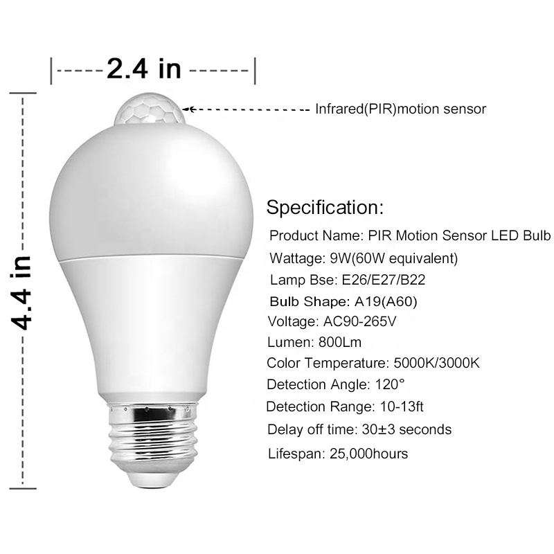 wholesale price AC LED infrared PIR motion sensor bulb