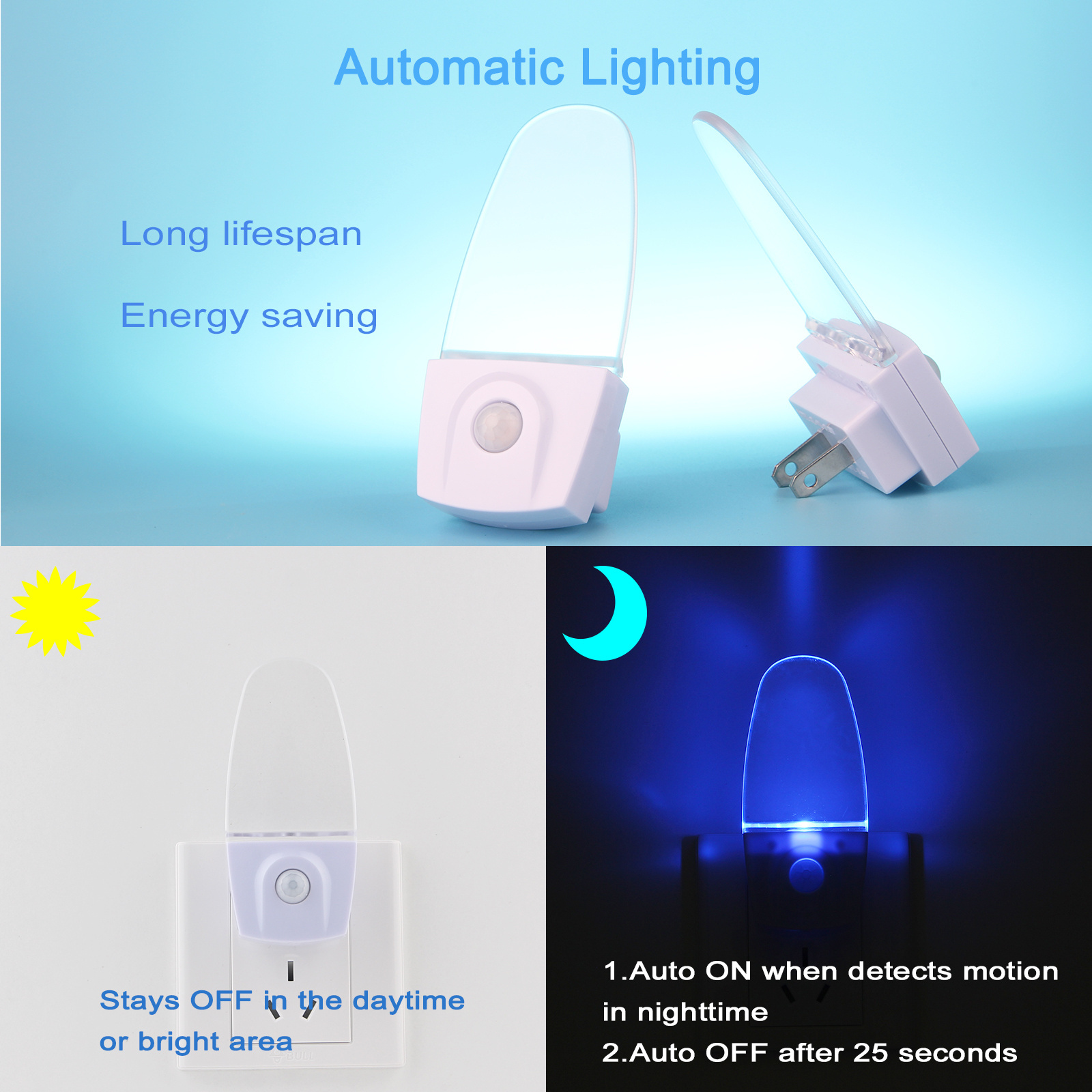 Intelligent Motion Sensor LED Night Light Plug-in Children's Night Light with Motion Sensor