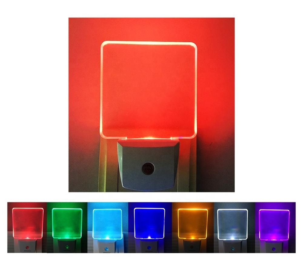 RGB color changing led wall plug night light with dusk to dawn auto sensor