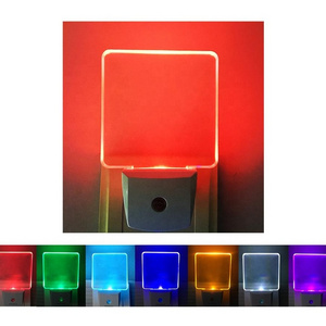 RGB color changing led wall plug night light with dusk to dawn auto sensor