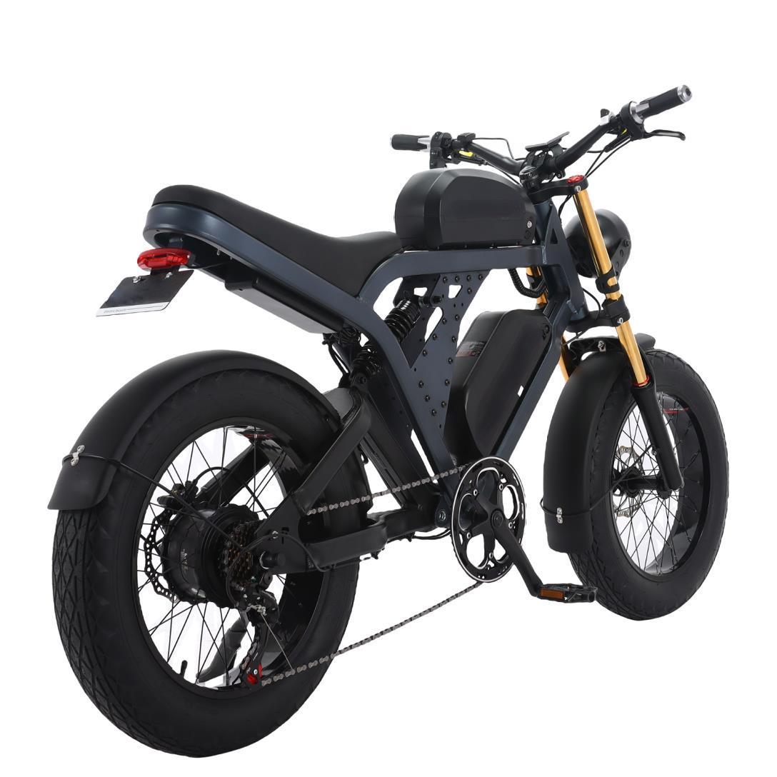 2024 USA new vintage full suspension motorcycle moped fat tire 1500w stealth bomber electric bike dual battery 41AH long range