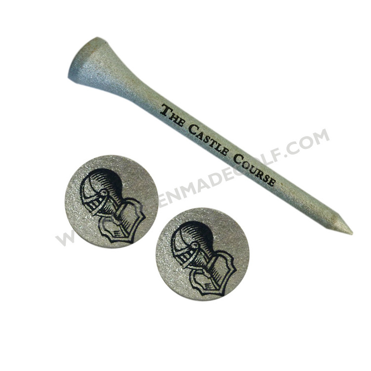 New bulk wooden golf tees custom logo, height control golf tee silver color golf winter tee