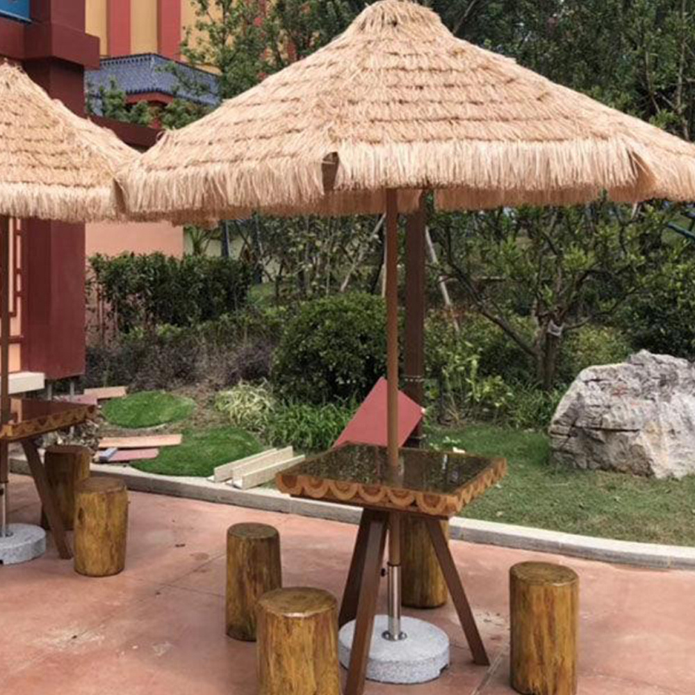 9 FT Solar Powered Roof Thatched Patio,Umbrellas Sunshade HAWAII Waterproof Straw Umbrellas/