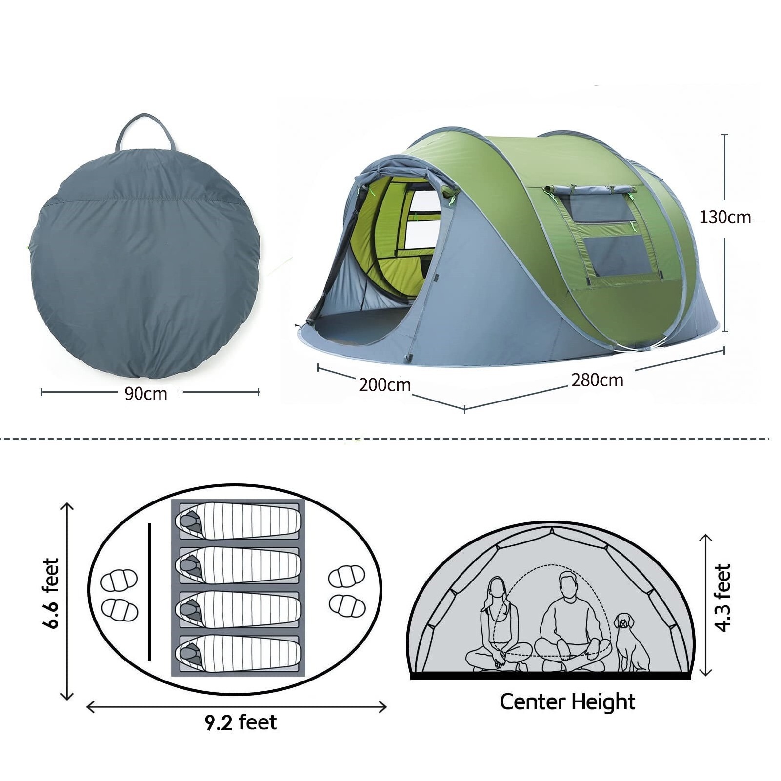 Quick Open Inflatable Automatic Outdoor Camping Tent For,Picnic Family Traveling/