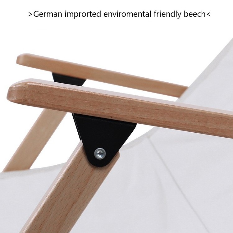 Customized Beach Chair Camping Folding Wood Chairs Beech Canvas Outdoor Furniture Contemporary Moon Chair Easy Foldable Outdoor