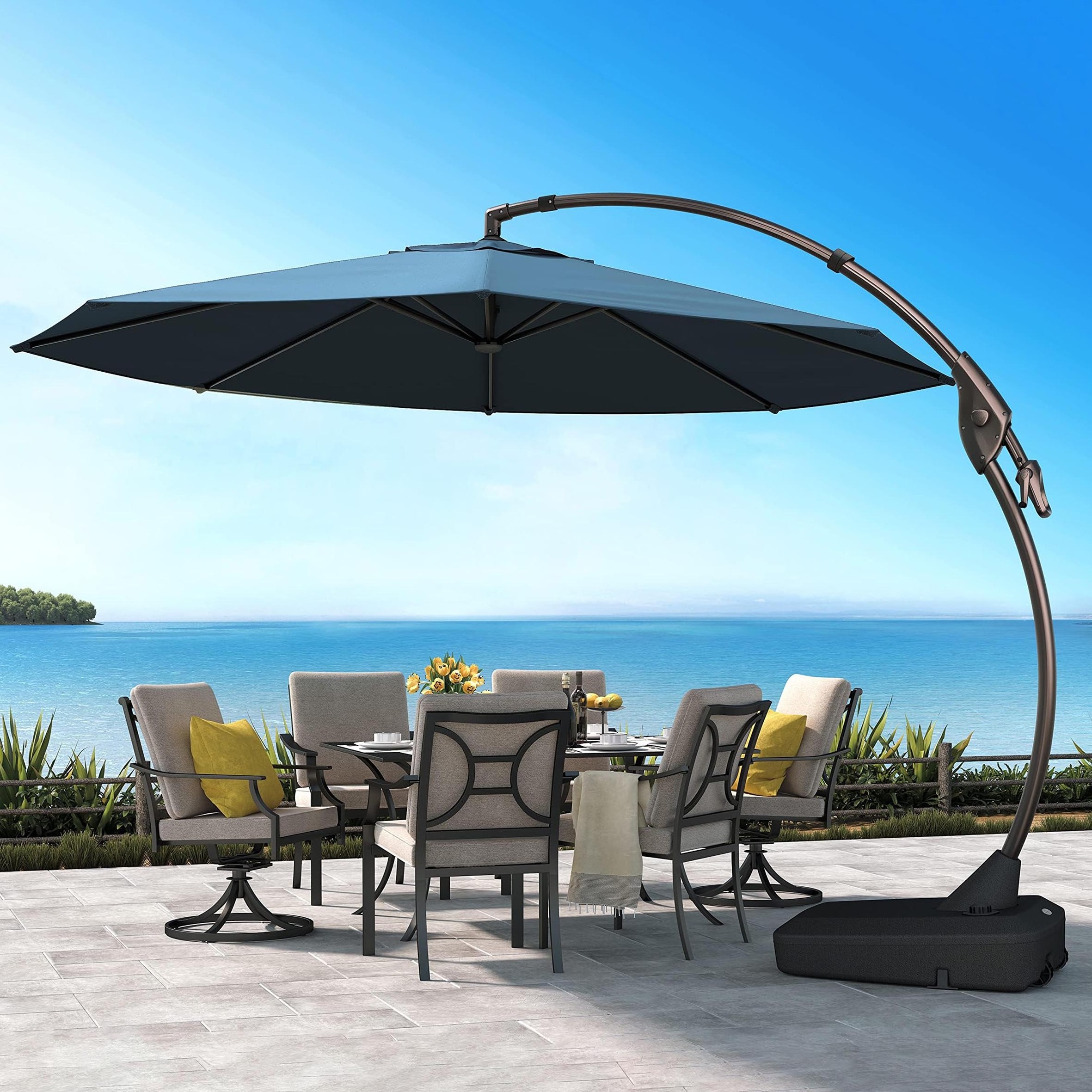 Outdoor Furniture Banana Outdoor Umbrella Round 10ft Parasols Adjustable Easy to Pop Up Modern Umbrella Poolside