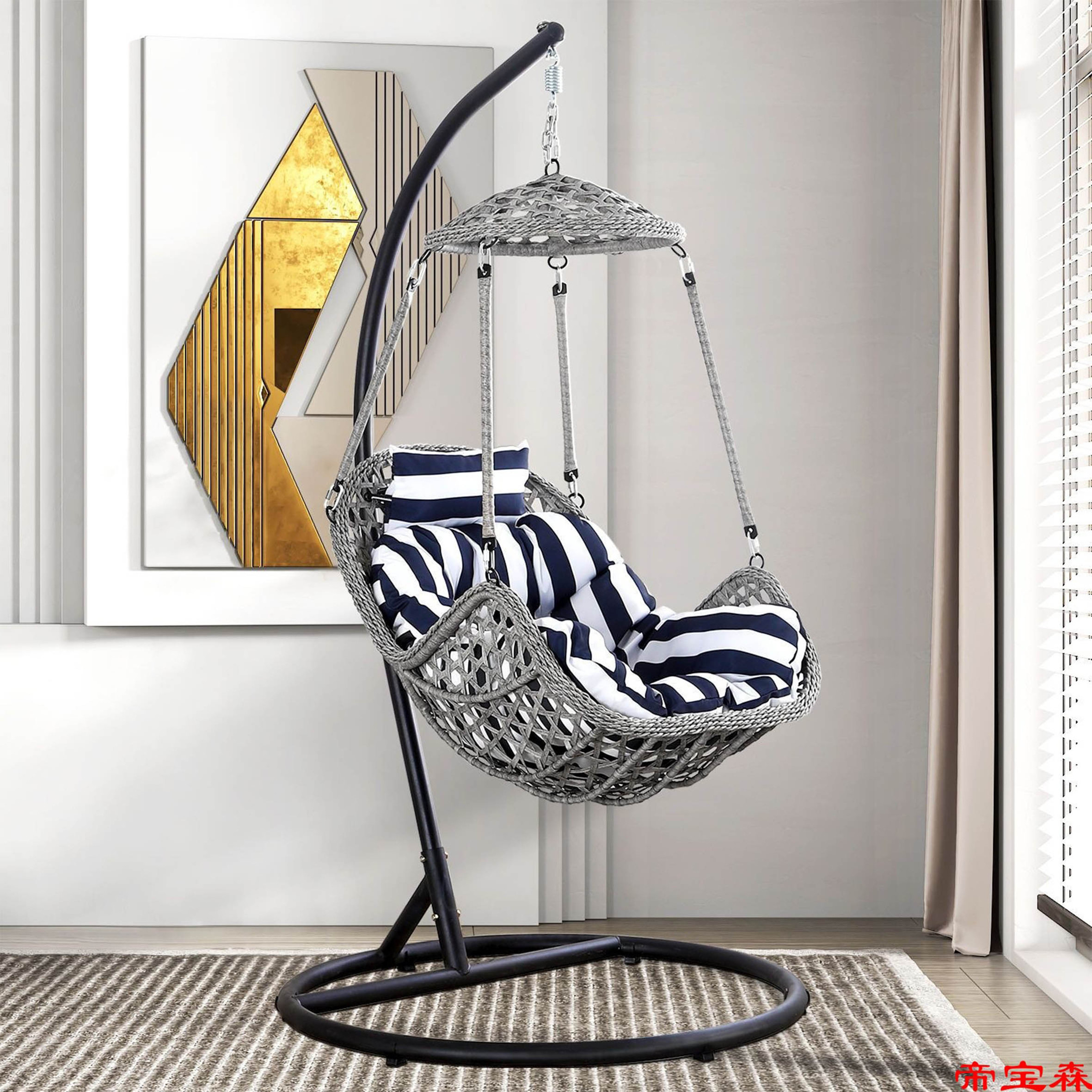 High quality modern garden furniture patio swing chair hanging,moon chair cheap price indoor outdoor swing bed/