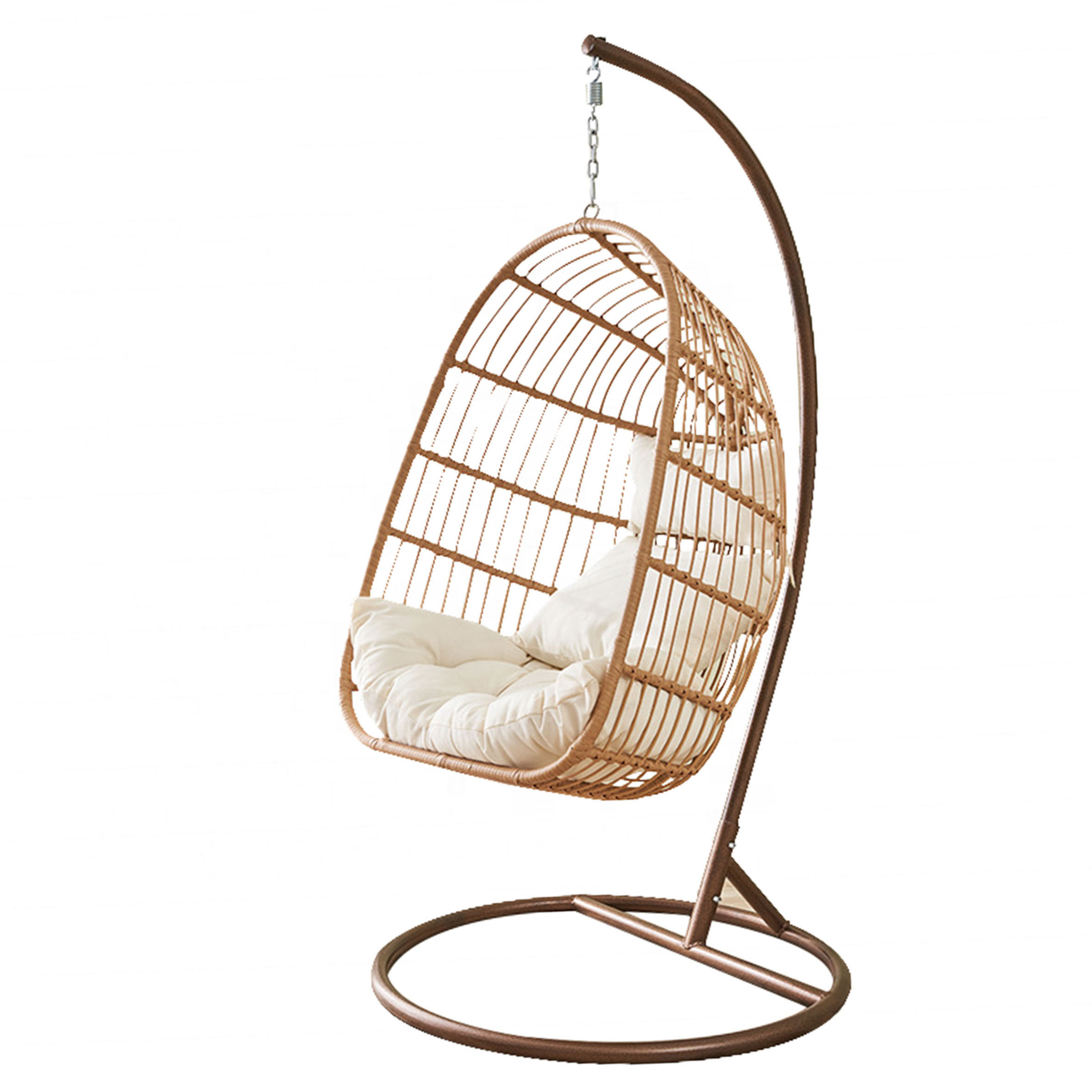 Egg Shaped Wicker Balcony Home Outdoor Indoor Hanging Egg Swing,Chair Black Rattan PE Patio Swing Modern Patio Swings/