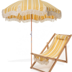 Wholesale Luxury Sun Outdoor Parasols Umbrellas, Manufacturer Custom Cheap Wooden Cotton Beach Umbrella With Tassels