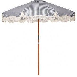 Custom Luxury Parasol Frange Wooden Pole Canvas Tassels Diameter 2.2M Outdoor Garden The Market Beach Umbrellas