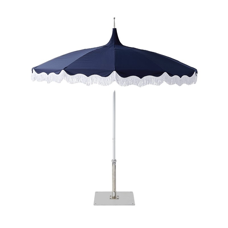 Customized OEM LOGO Design Luxury Vintage Pagoda Patio Umbrella Large Parasol Beach Umbrellas With Tassels