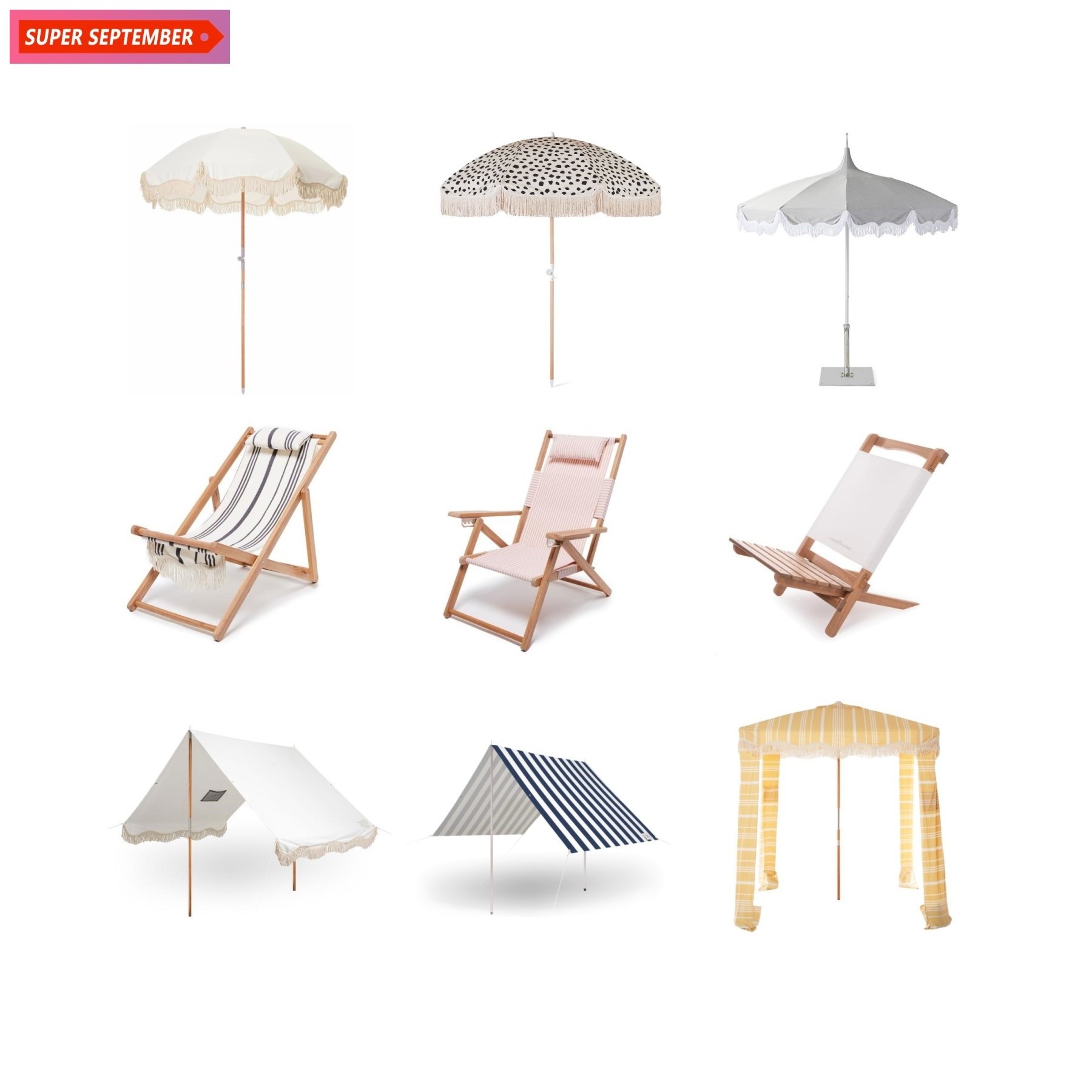 SUPER SEPTEMBER STOCK UP SMART - Outdoor Fishing Camping Chair Beach Shade Tent Party Cabana Patio Umbrella With Tassel