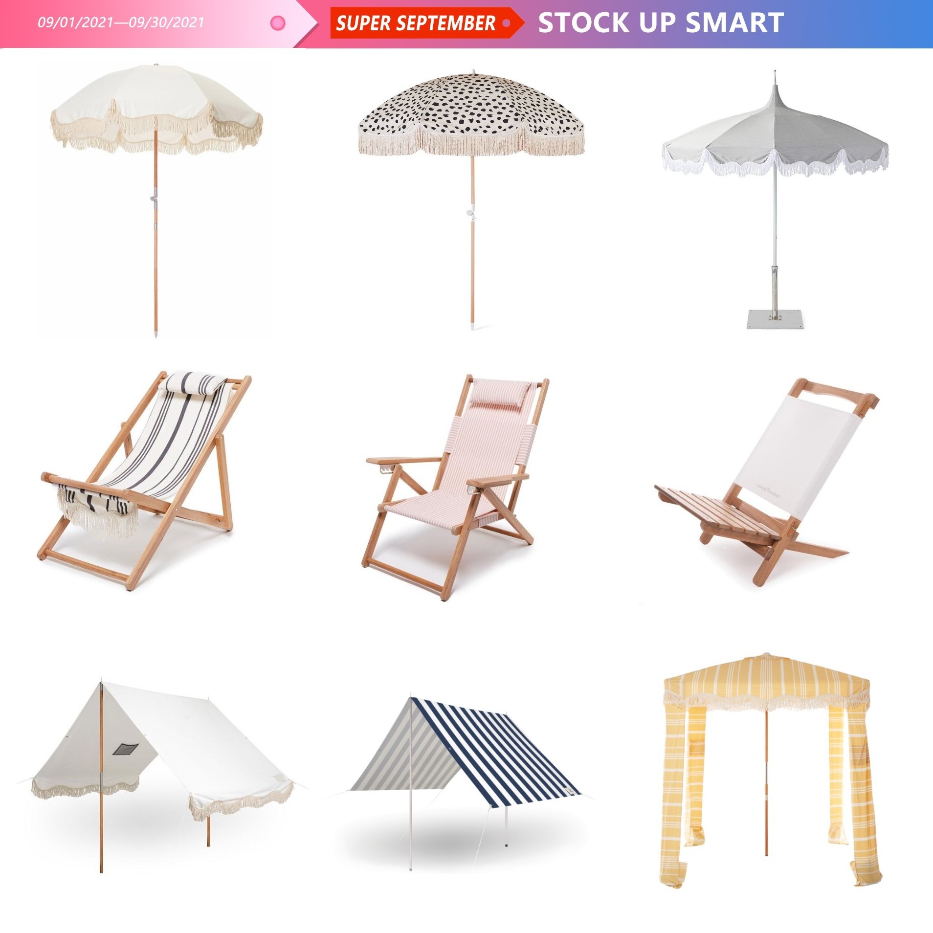 SUPER SEPTEMBER STOCK UP SMART - Outdoor Fishing Camping Chair Beach Shade Tent Party Cabana Patio Umbrella With Tassel