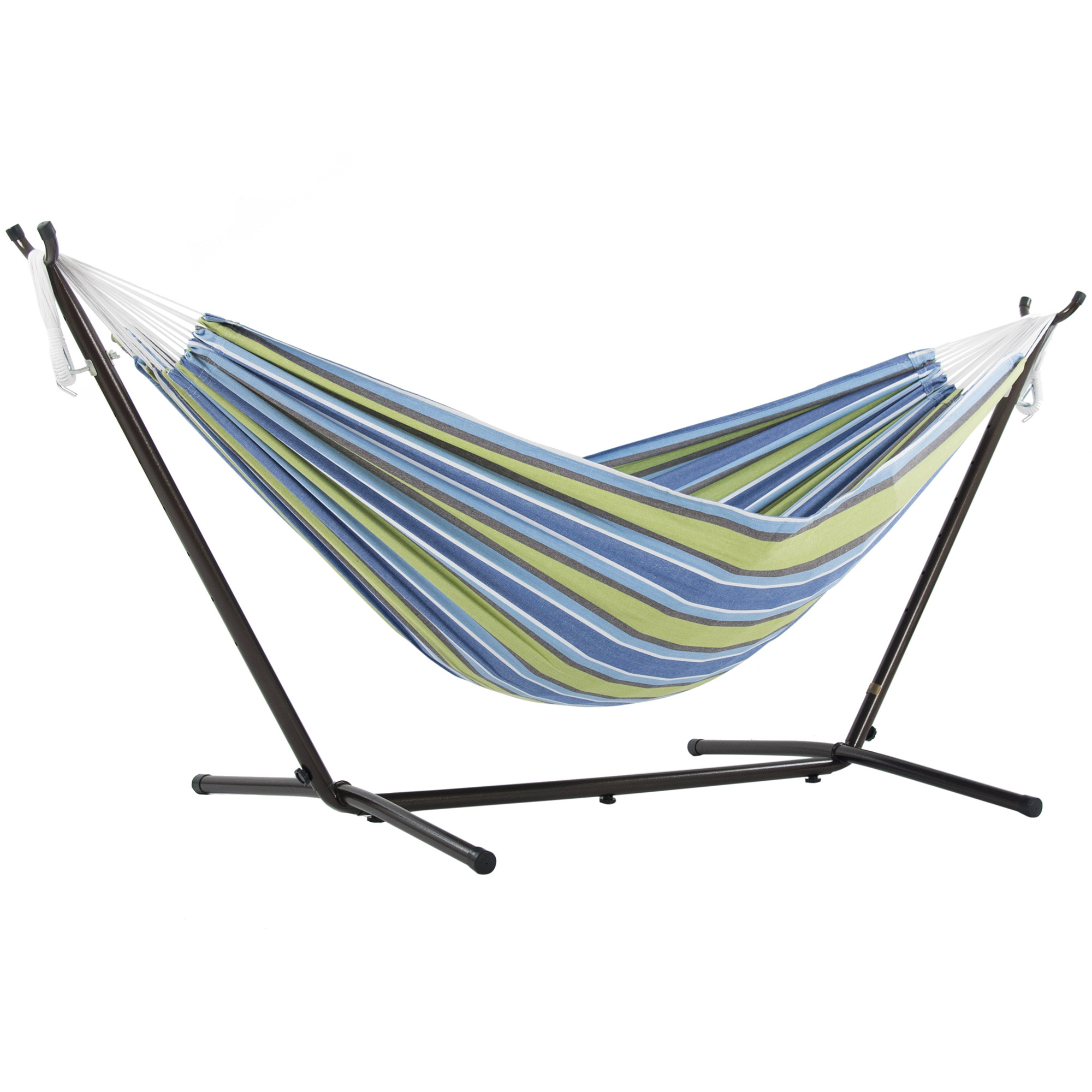 Customized Boutique Woven Stripes Hammock Outdoor Camping Swings Folding  Hammock With Stand