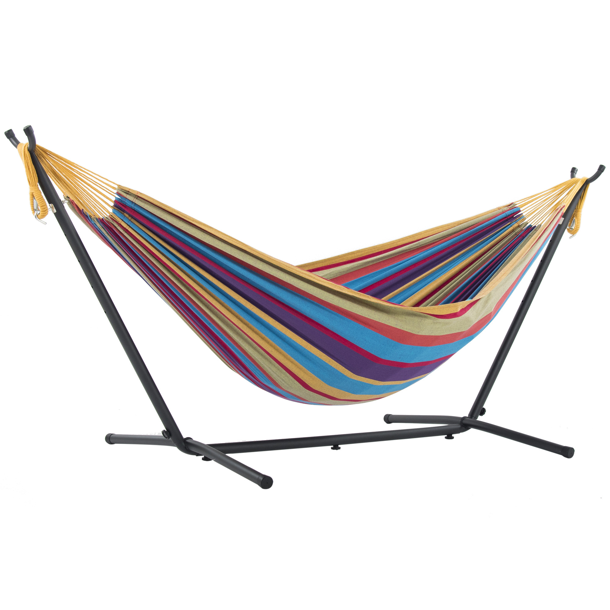 Customized Boutique Woven Stripes Hammock Outdoor Camping Swings Folding  Hammock With Stand