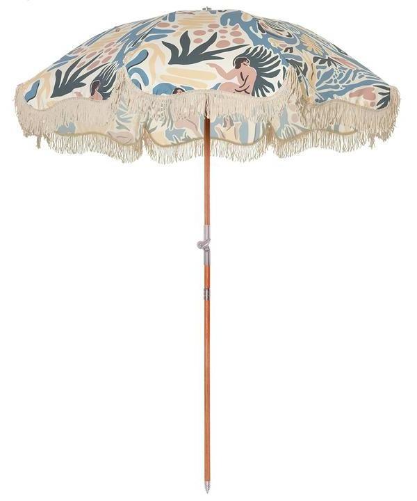 Outdoor Furniture Big Beach Sunshade Umbrella Customized Supplier Cheap Wooden White Garden Outdoor Beach Umbrella With Tassels