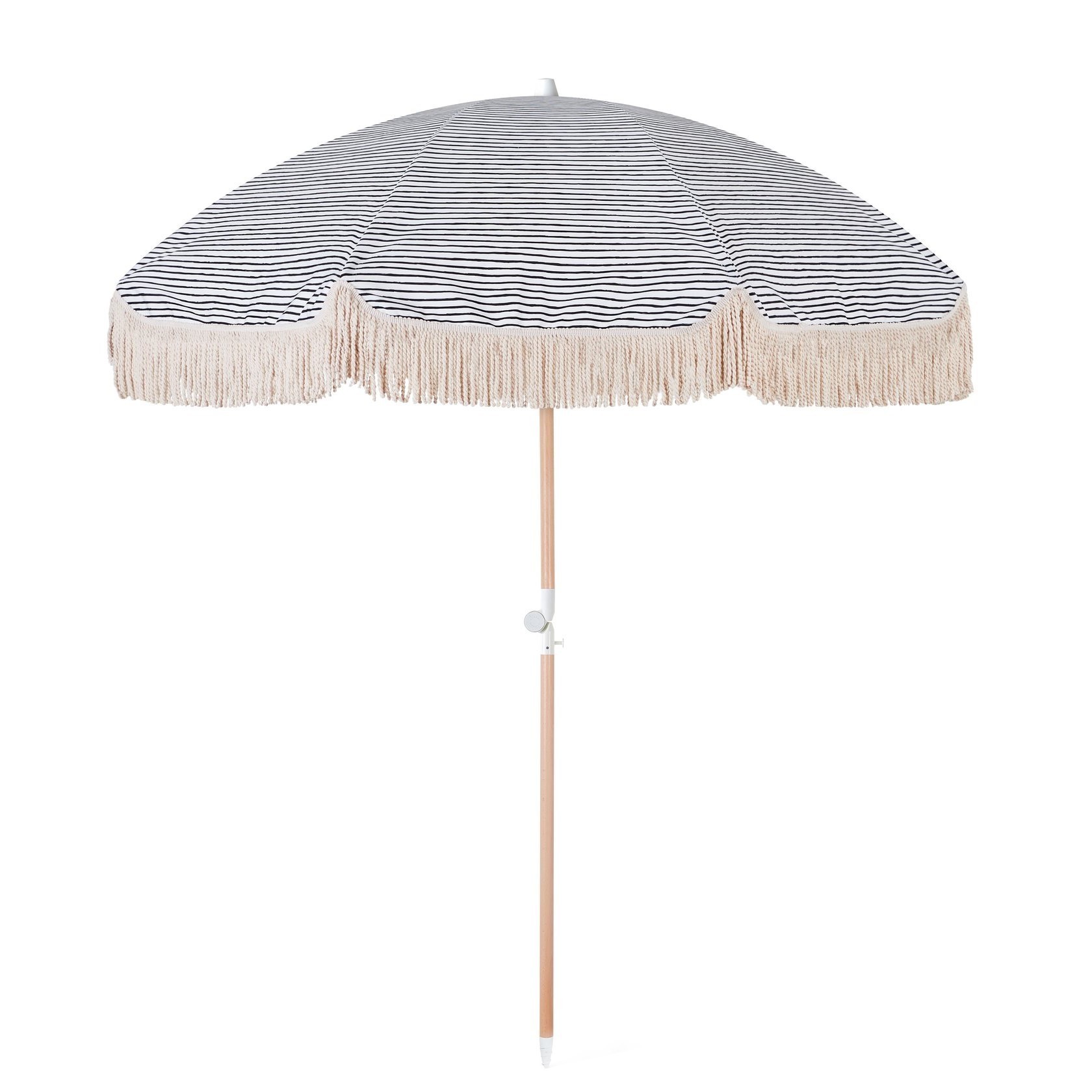 White Wedding Umbrella Low MOQ Park Sunshade Height Adjustable Folding Travel Aluminum Pole Portable Beach Umbrella With Tassel