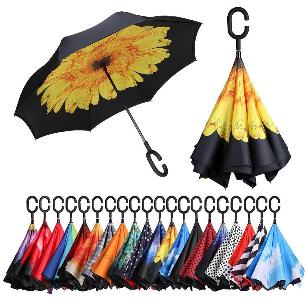 Factory Directly China Cheap,Reversed Umbrellas Wholesale Inverted Umbrellas Flower Print Inside Umbrellas/