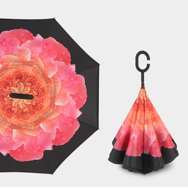 Factory Directly China Cheap,Reversed Umbrellas Wholesale Inverted Umbrellas Flower Print Inside Umbrellas/