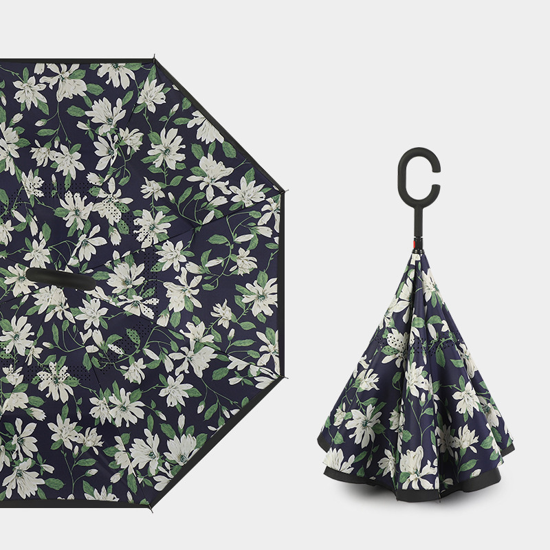 Make a Statement with a Custom,Logo Printed Sunflower Reversible Umbrellas Featuring a C Handle/