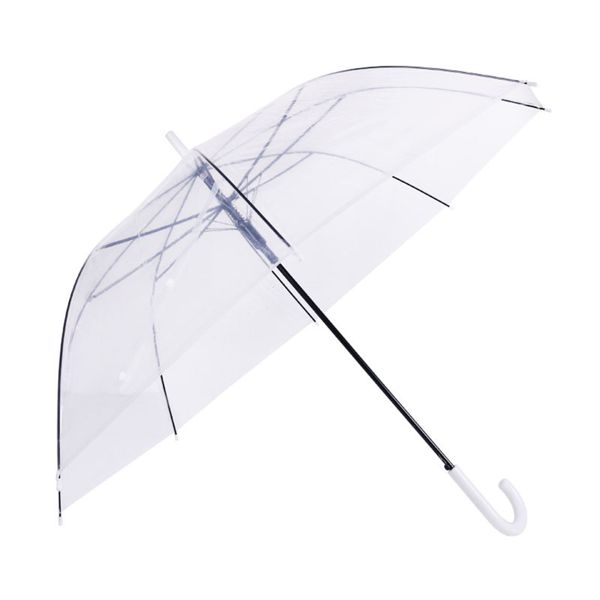 Big size 30inch clear POE PVC windproof transparent,golf Umbrellas with shoulder strap/