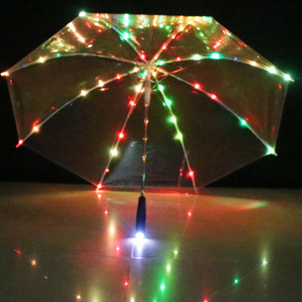 wedding Umbrellas 7 Colors Color Changing Transparent,Umbrellas LED Flashlight For Night led Umbrellas/