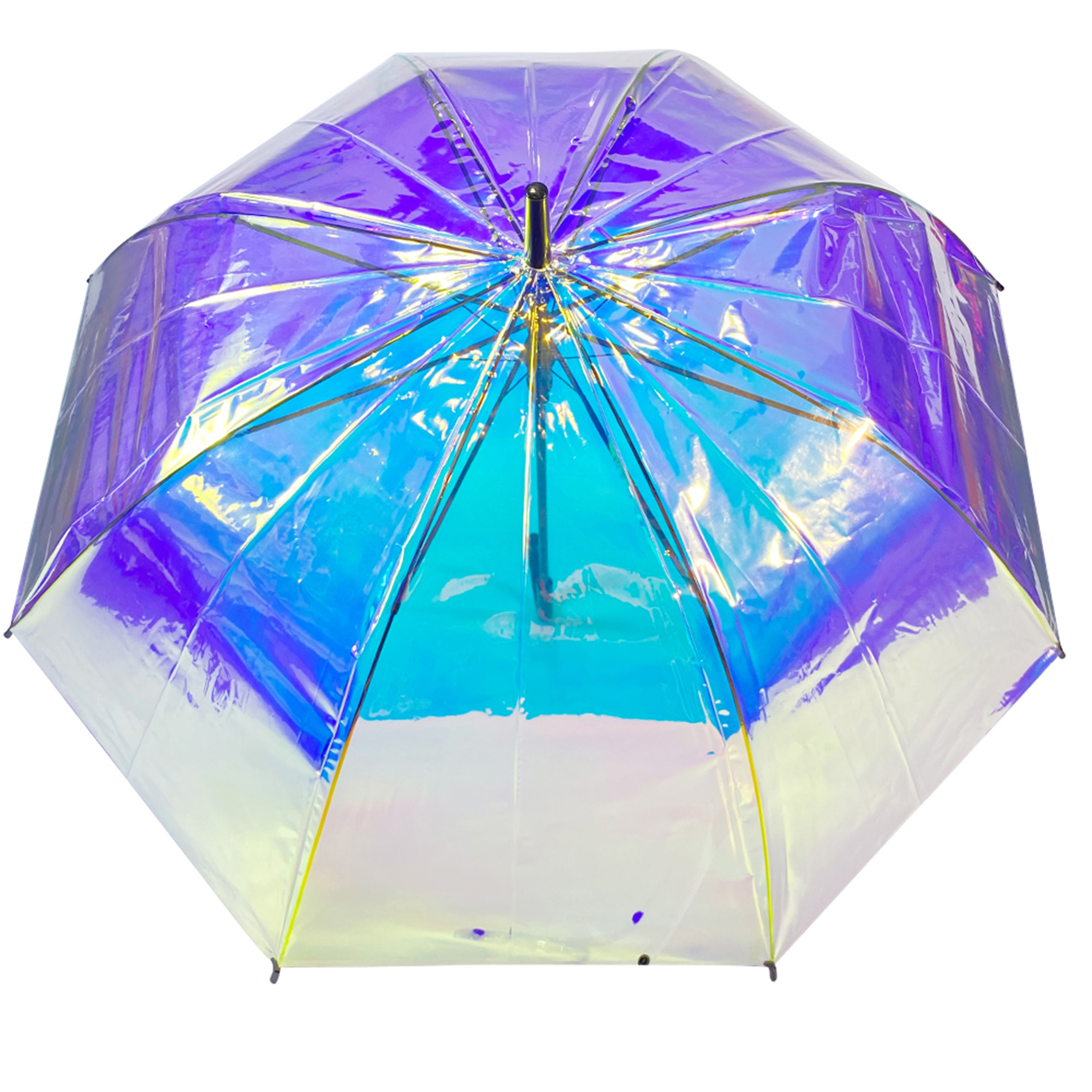 23 Inch Transparent Clear Plastic White Handle POE,Material Automatic Open Straight Umbrellas/